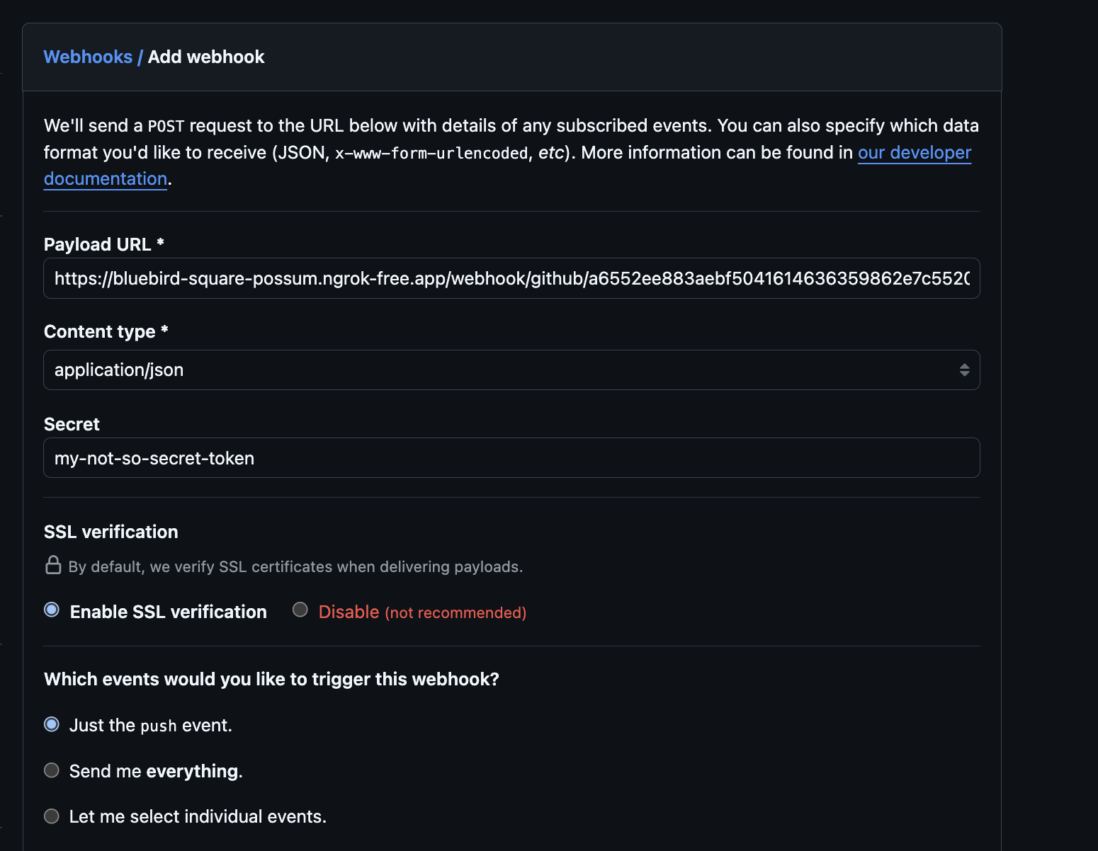 Add Webhook Form
