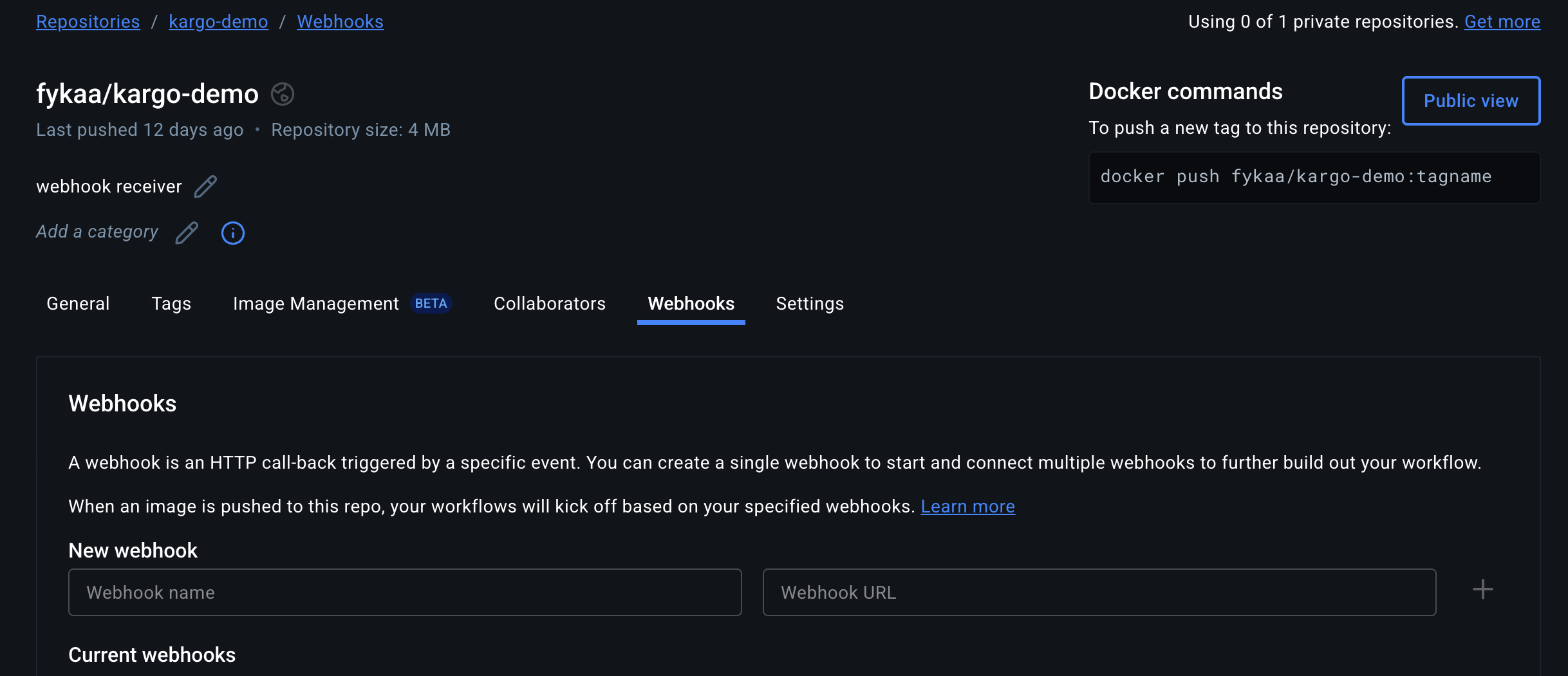 Webhooks Tab
